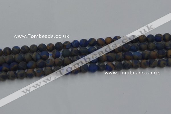 CGO261 15.5 inches 6mm round matte gold multi-color stone beads