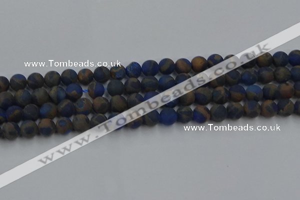 CGO262 15.5 inches 8mm round matte gold multi-color stone beads