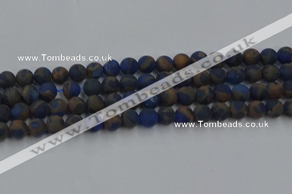 CGO263 15.5 inches 10mm round matte gold multi-color stone beads