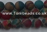 CGO266 15.5 inches 6mm round matte gold multi-color stone beads