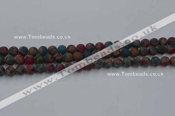 CGO266 15.5 inches 6mm round matte gold multi-color stone beads