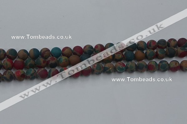 CGO267 15.5 inches 8mm round matte gold multi-color stone beads