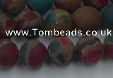 CGO268 15.5 inches 10mm round matte gold multi-color stone beads