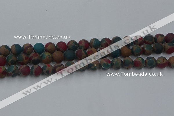 CGO268 15.5 inches 10mm round matte gold multi-color stone beads