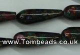 CGO28 15.5 inches 8*20mm teardrop gold multi-color stone beads