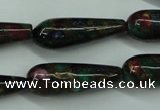 CGO29 15.5 inches 10*30mm teardrop gold multi-color stone beads