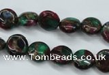 CGO32 15.5 inches 12mm flat round gold multi-color stone beads