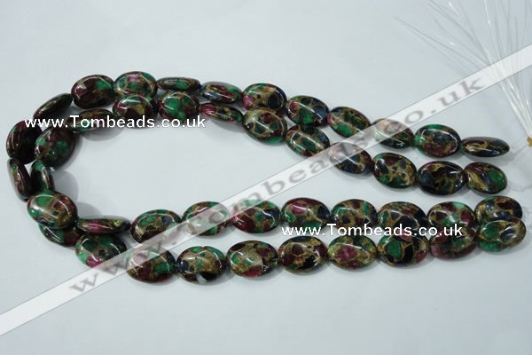 CGO38 15.5 inches 10*14mm oval gold multi-color stone beads