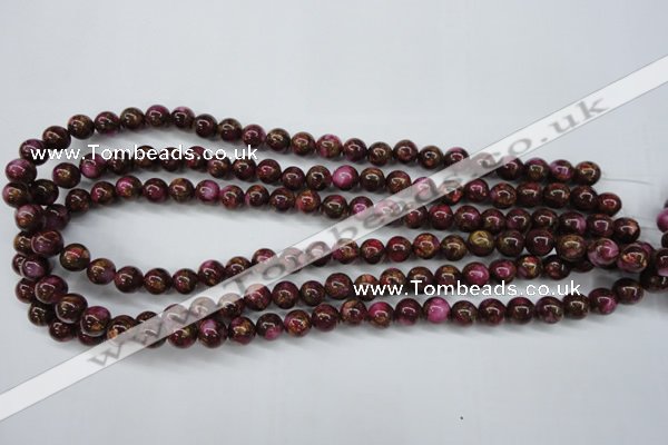 CGO52 15.5 inches 6mm round gold red color stone beads