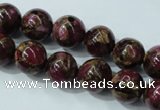 CGO54 15.5 inches 10mm round gold red color stone beads