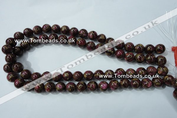 CGO54 15.5 inches 10mm round gold red color stone beads