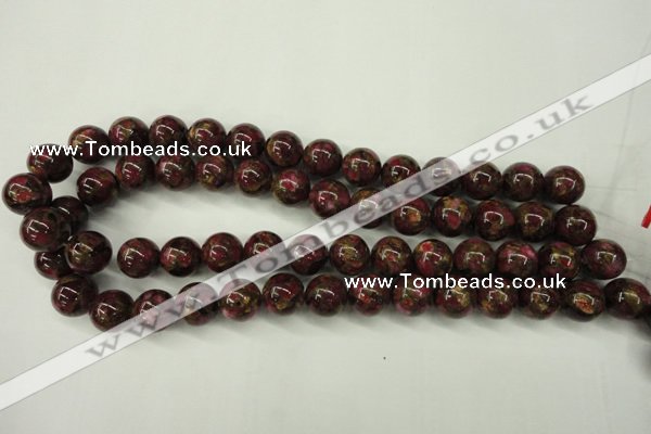 CGO56 15.5 inches 14mm round gold red color stone beads