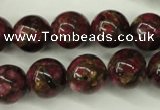 CGO58 15.5 inches 18mm round gold red color stone beads