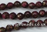 CGO62 15.5 inches 6mm faceted round gold red color stone beads