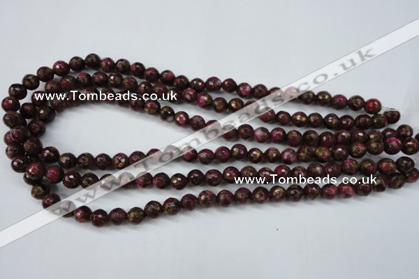 CGO62 15.5 inches 6mm faceted round gold red color stone beads