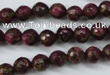 CGO63 15.5 inches 8mm faceted round gold red color stone beads