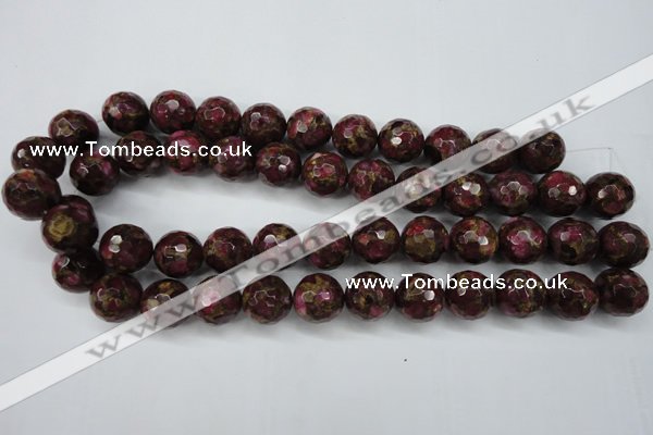 CGO66 15.5 inches 14mm faceted round gold red color stone beads