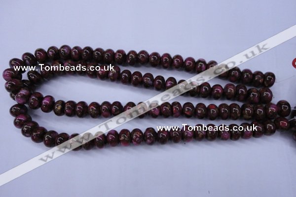 CGO72 15.5 inches 8*12mm rondelle gold red color stone beads