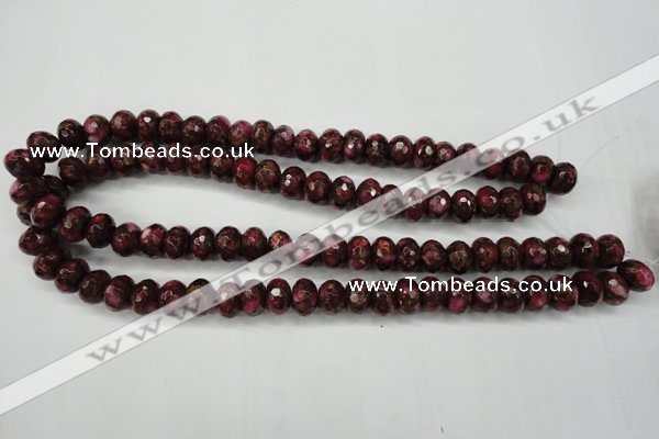 CGO75 15.5 inches 8*12mm faceted rondelle gold red color stone beads