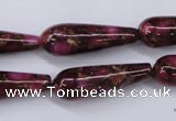 CGO79 15.5 inches 10*30mm teardrop gold red color stone beads