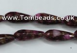 CGO82 15.5 inches 8*20mm faceted teardrop gold red color stone beads