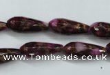 CGO83 15.5 inches 10*30mm faceted teardrop gold red color stone beads