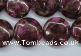 CGO90 15.5 inches 20mm flat round gold red color stone beads