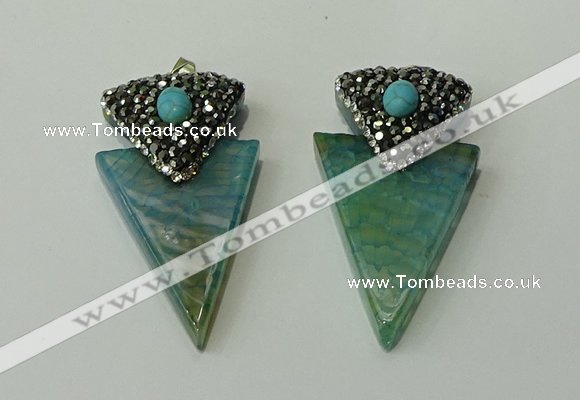 CGP104 30*55mm arrowhead agate gemstone pendants wholesale