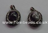 CGP1510 18*25mm oval amethyst gemstone pendants wholesale