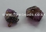 CGP1529 30*40mm - 40*45mm faceted nuggets druzy amethyst pendants