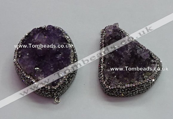 CGP1538 30*40mm - 35*45mm freeform druzy amethyst pendants