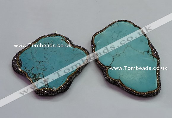 CGP1555 65*70mm - 60*90mm freeform turquoise pendants wholesale