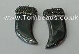 CGP156 28*55mm horn hematite gemstone pendants wholesale