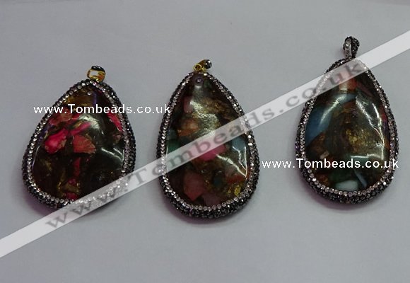 CGP1563 35*65mm - 40*55mm flat teardrop sea sediment jasper pendants