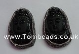 CGP1570 40*65mm carved black obsidian pendants wholesale