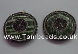 CGP1582 45mm coin green silver line jasper pendants wholesale