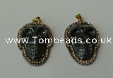 CGP159 25*35mm skull hematite gemstone pendants wholesale