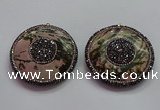 CGP1592 55mm coin rhodonite gemstone pendants wholesale