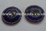 CGP1593 55mm coin lapis lazuli gemstone pendants wholesale