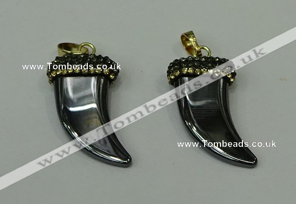 CGP165 18*35mm horn hematite gemstone pendants wholesale