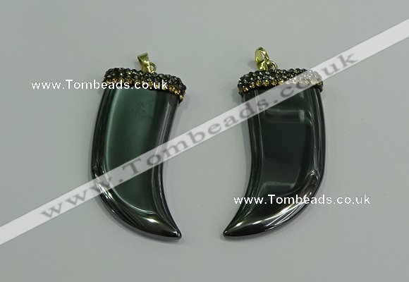 CGP166 22*55mm horn hematite gemstone pendants wholesale