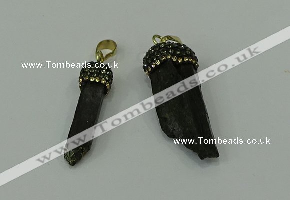 CGP205 6*30mm - 15*40mm sticks black tourmaline pendants