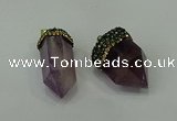 CGP212 15*30mm - 20*35mm bullet amethyst gemstone pendants