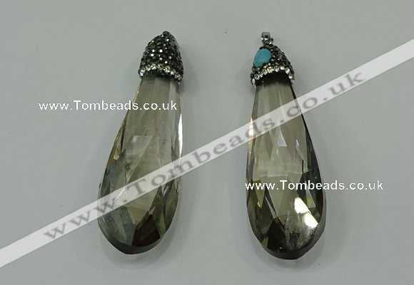 CGP231 20*80mm faceted teardrop crystal glass pendants wholesale