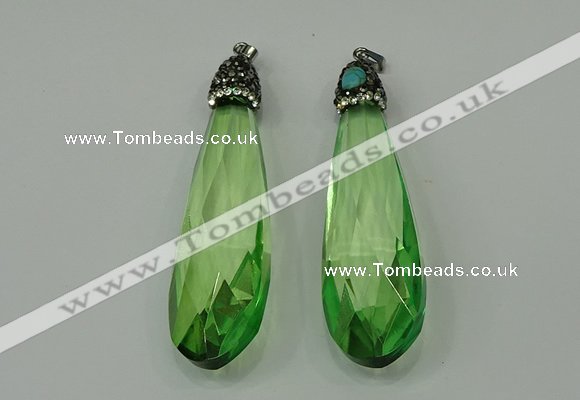 CGP237 20*80mm faceted teardrop crystal glass pendants wholesale