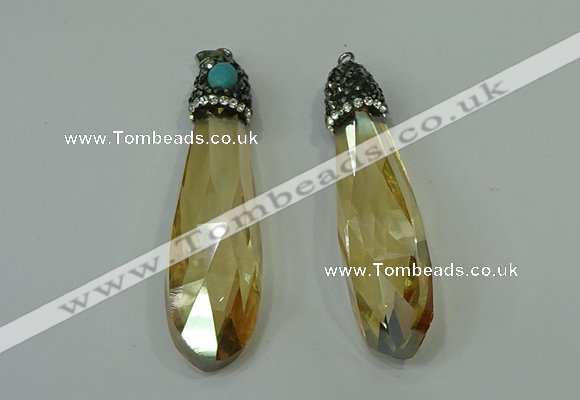 CGP242 17*70mm faceted teardrop crystal glass pendants wholesale