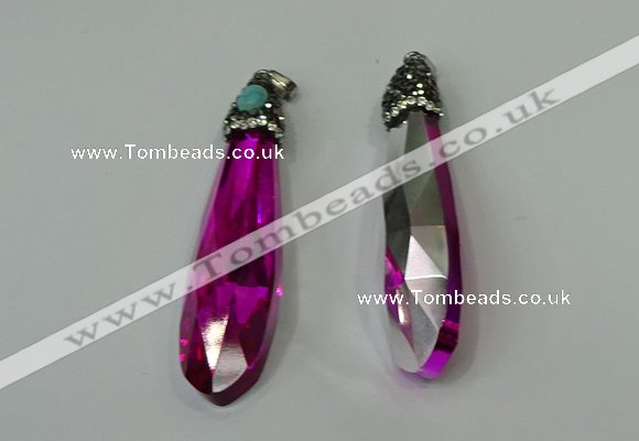 CGP244 17*70mm faceted teardrop crystal glass pendants wholesale