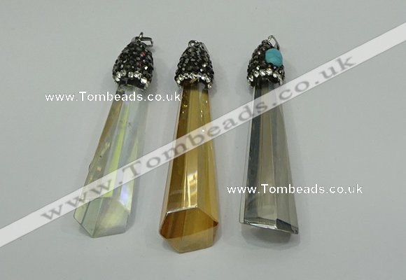 CGP253 15*65mm sticks crystal glass pendants wholesale