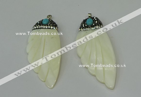 CGP293 28*70mm wing-shaped pearl shell pendants wholesale