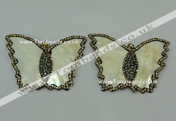 CGP297 45*65mm butterfly pearl shell pendants wholesale